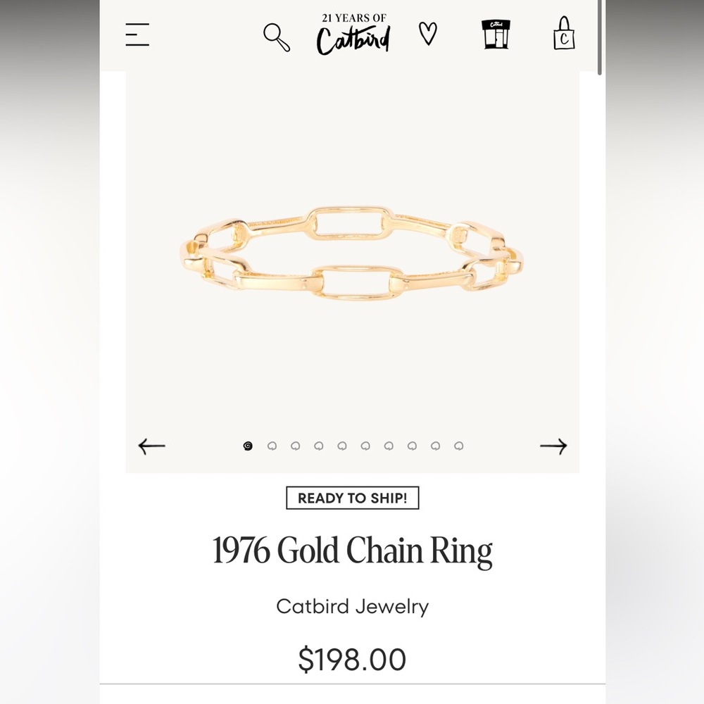 Catbird 14k 1976 Gold Chain Ring